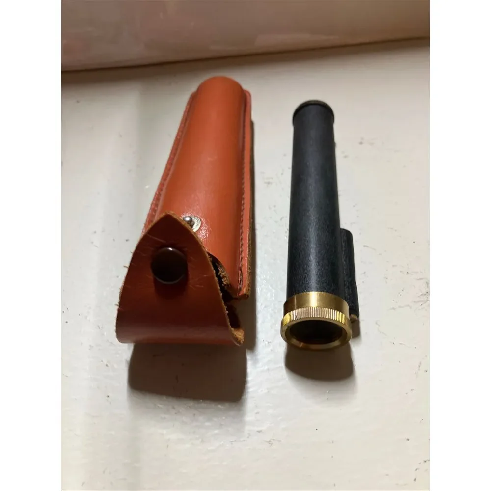Vgt Telescope Monocular/Brown Leather Case BrassTrim Nautical Maritime‎